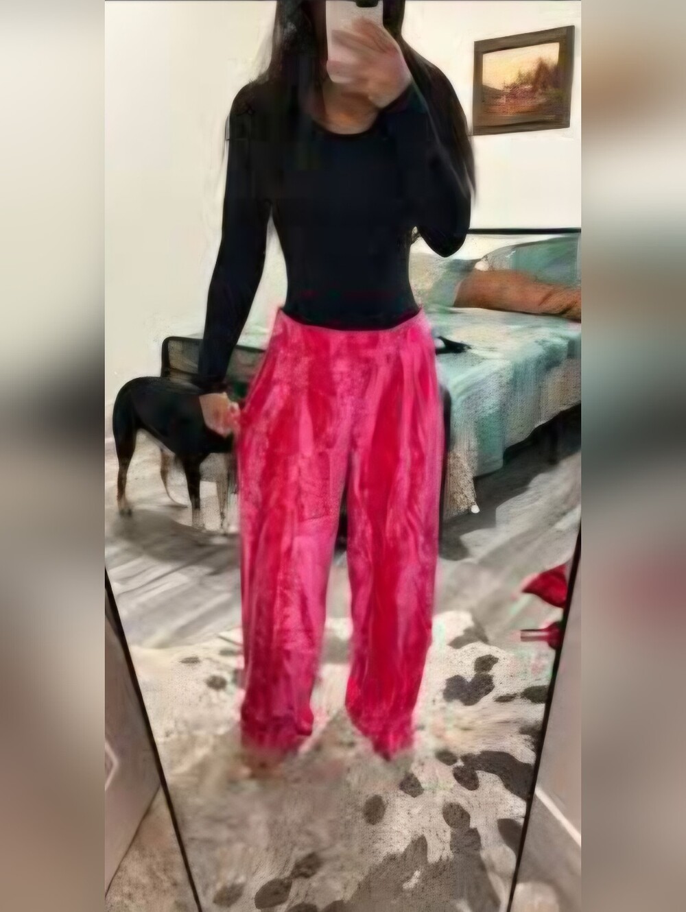 A New Day Hot Pink Velvet Wide-Leg Pants